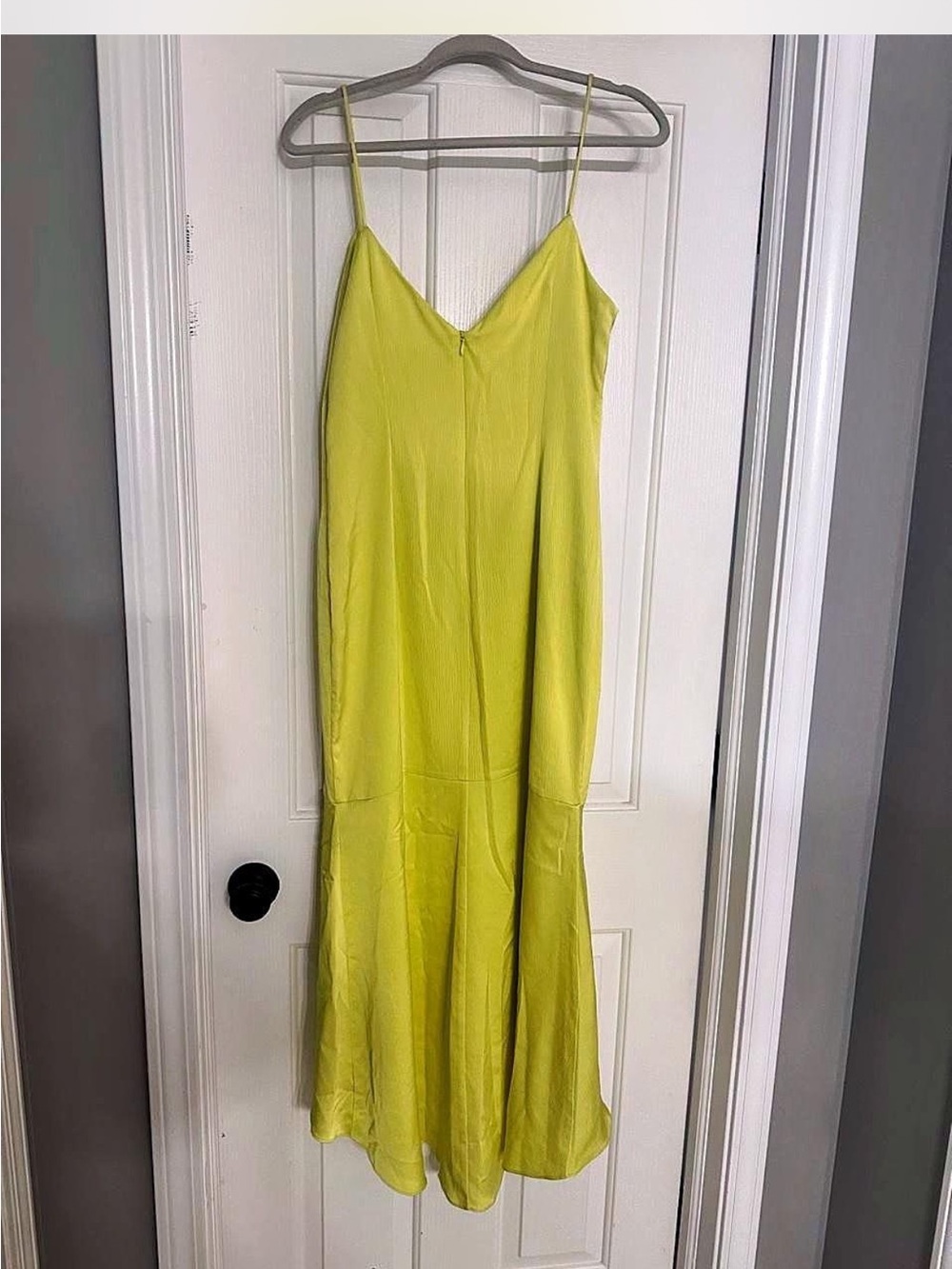 Aidan Mattox Chartreuse Tie-Front Slip Dress - Picture 5 of 6